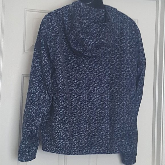 Women's Michael Kors Navy Blue Full Zip Rain Jacket Lined Size L - Picture 3 of 15